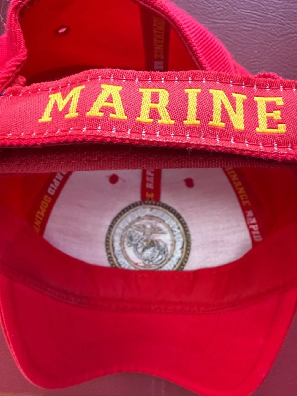United States Marine Corps Red Embroidered Baseball Cap - Picture 3 of 8